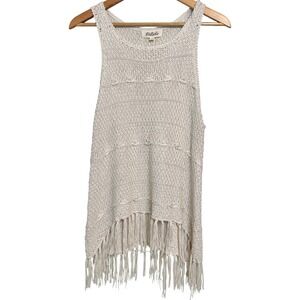 Listicle Women's S Sleeveless Crochet Knit Fringe Tank Top Boho Beach Summer